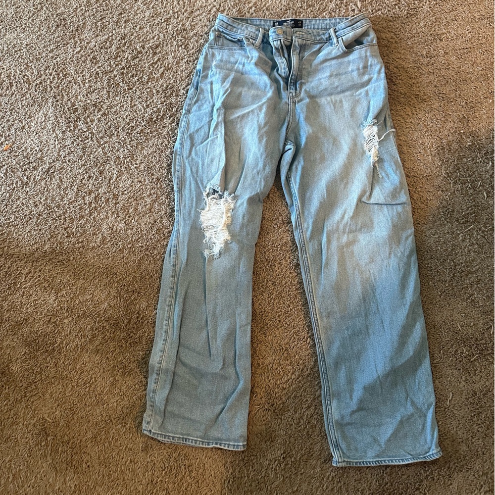 Hollister Blue Boyfriend Jeans Distressed Relaxed